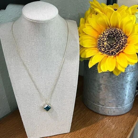 NWT Kendra Scott t Kacey Adjustable Length Pendant Necklace Gold & Aqua #KSNK - Picture 1 of 8
